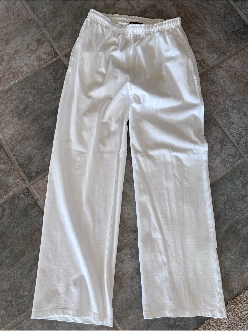 Brandy Melville White Drawstring Wide-Leg Pants - Picture 2 of 5